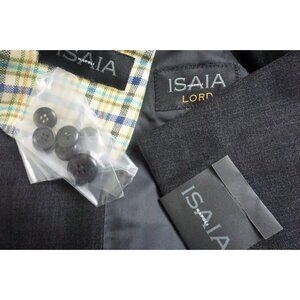 Isaia Sirio G Solid Gray Woven Wool 2 Pc Suit Jacket Pants 38R BRAND NEW